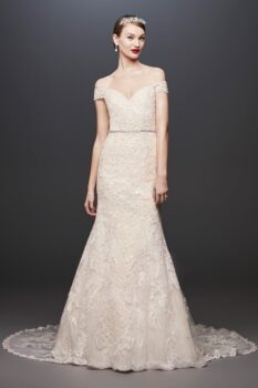 As-Is Beaded Lace Off-The-Shoulder Wedding Dress — $558.98