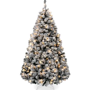 Best Choice Products Pre-Lit Black Flocked Artificial Pine