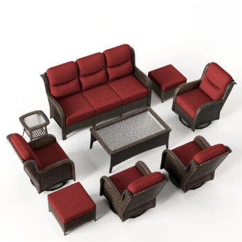 Hillga Hawthorne Wicker Furniture Patio Red — $2,099.00