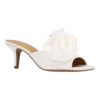 J.Renee Women's Briston Slip-On Sandal in White, Fabric