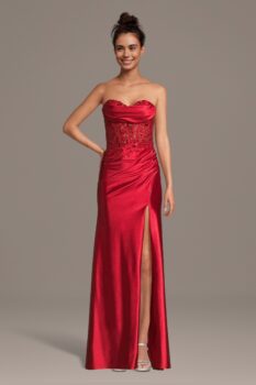 Jules and Cleo Sculpting Satin Sheath Dress With — $202.46