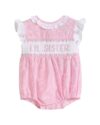 Lil Cactus Striped Lil Sister Smocked Romper pink 18-24