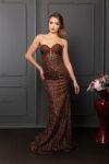 TRUEDAMES Strapless Sequin Corset Evening Gown Formal Prom