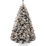 Pre-Lit Black Flocked Artificial Pine Christmas Tree