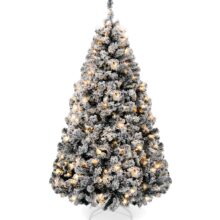 Pre-Lit Black Flocked Artificial Pine Christmas Tree