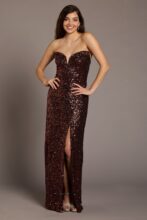 Galina Signature Strapless Notch Neckline Sequin Sheath Dress