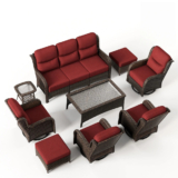 Hillga Hawthorne Wicker Furniture Patio Red Sofa And Swivel Glider Chairs