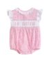 Lil Cactus Striped Lil Sister Smocked Romper pink 18-24