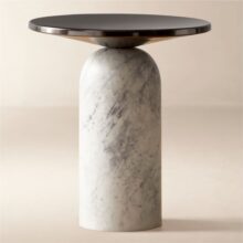 Martini Side Table with White Marble Base